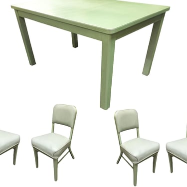 Mid Century Steelcase Tanker Dining Table and Chairs Set 