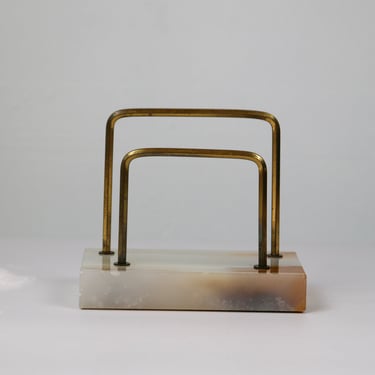 Onyx and Brass Desk Letter Holder
