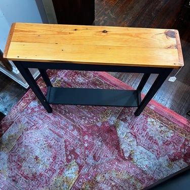 Reclaimed wood console with a shelf 31” x 8” x 29.75”
