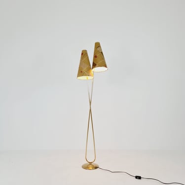 EXTREME RARE brass 1950s vintage floor lamp / bag lamp mcm 