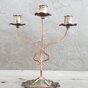 Antique Hand Wrought Iron Candlestick 1920's 