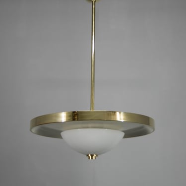 Bauhaus Brass Chandelier by Franta Anyz, 1930, Restored 