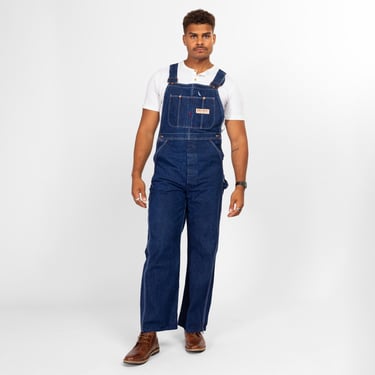 34x30 90s Big Mac Square Bak Dark Wash Denim Overalls | Vintage Overall Pants Workwear Blue Jean Dungarees 