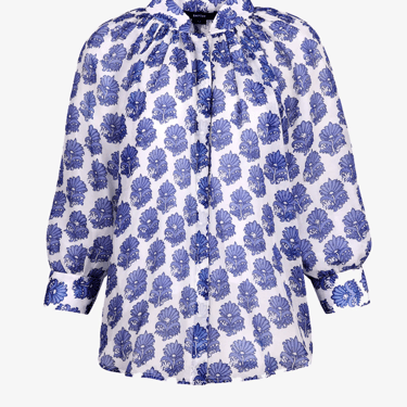 Gathered Blouse - Blue Mughal