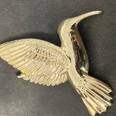 Gold Tone Hummingbird Brooch Pin 