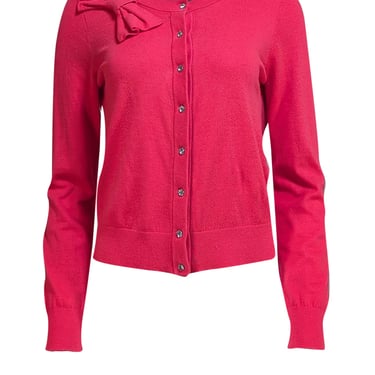 Kate Spade - Fuchsia Pink w/ Rhinestone Buttons Cardigan Sz M