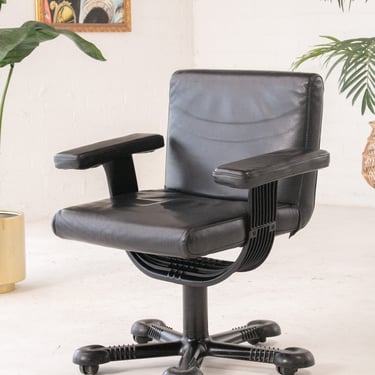 Black Leather Swivel Chair by Tobia & Afra Scarpa for Molteni, 1970s