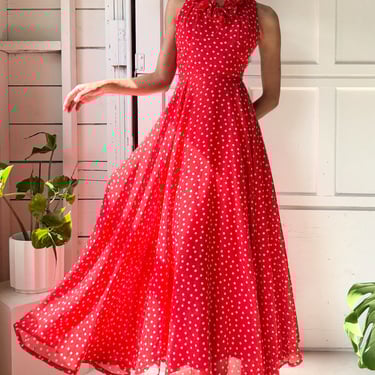 70s Ruffle Collar Maxi Dress | XS