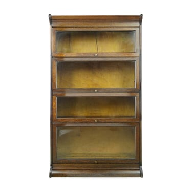 Restored Dark Tone Oak 4 Section Barrister Bookcase