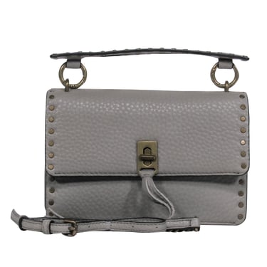 Rebecca Minkoff - Grey Leather Fold Over Convertible Crossbody w/ Gold-Toned Studs