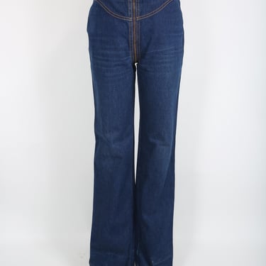 80s 90s Vintage Rag City Blue Denim Zip Around Jeans Pants Streetwear Mod Retro 