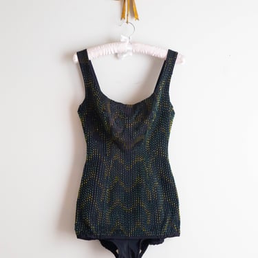 Rare 1950's Fully Beaded Jantzen Swimsuit In Mermaid Green / SM