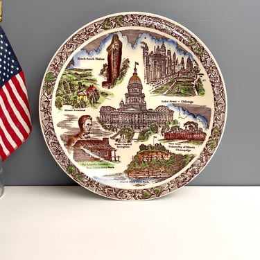 Illinois souvenir state plate by Vernon Kilns - 1950s vintage 