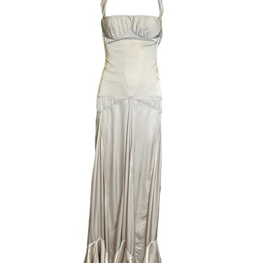 2000s Gianfranco Ferre Silk Oyster Halter Gown