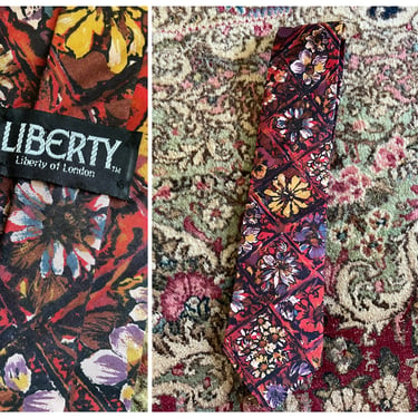 Vintage ’80s ‘90s Liberty of London floral print cotton necktie | summer flower print tie, made in USA 