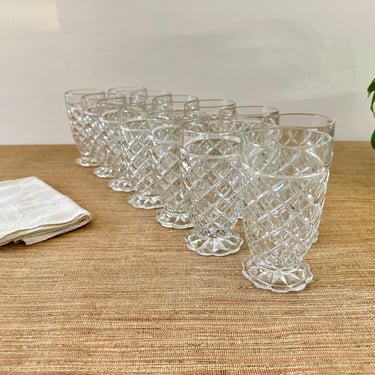Vintage Waterford Waffle Pattern Clear Footed Tumblers by Anchor Hocking - Sold in Sets 
