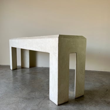 1980s Postmodern Parsons Style Plastered Wood Console Table 