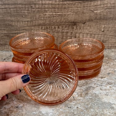 Federal Glass Diana Pink Coasters Set of 8 - Vintage Drink Accessories 