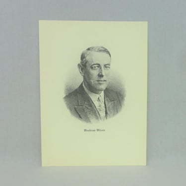 60s Woodrow Wilson Portrait - Print Lithograph Poster - President of the United States - Governor of New Jersey - 8 3/4