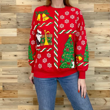 70's Vintage Christmas Holiday Cat and Mouse Sweater 