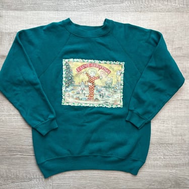 Vintage I Love Christmas Postcard Crewneck Sweatshirt