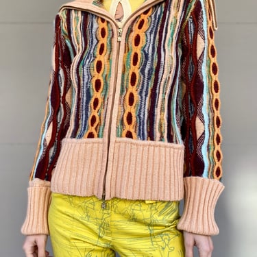 Peace Blossom Boogy Missoni Knit Wool Cardigan