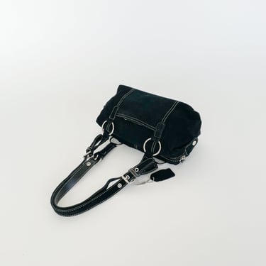 Black Contrast Stitch Suede Mini Bag