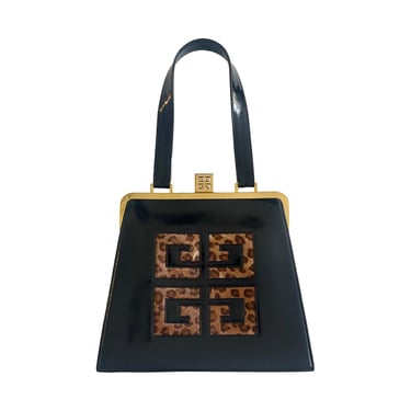 Givenchy Black Cheetah Logo Top Handle