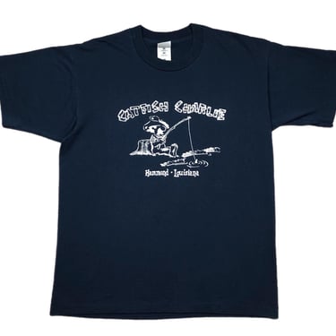 Vintage 90s Catfish Charlie Hammond Louisiana Restaurant Style Graphic T-Shirt Size Large 