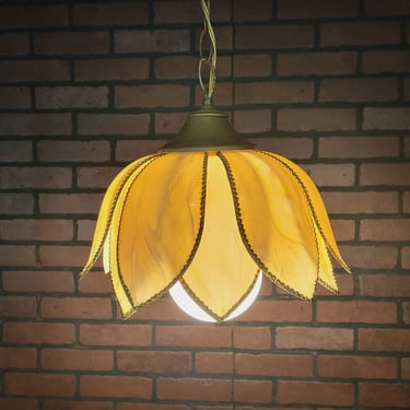 Vintage Cream Lotus Flower Swag Hanging Chain Lamp Light 