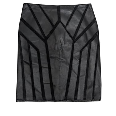 Etcetera - Black Paneled Leather & Mesh Skirt Sz 4