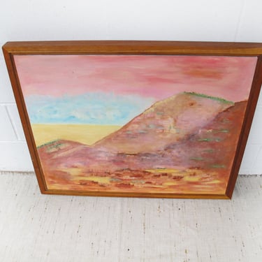 Wood Framed Pink Hills Painting from 91' 