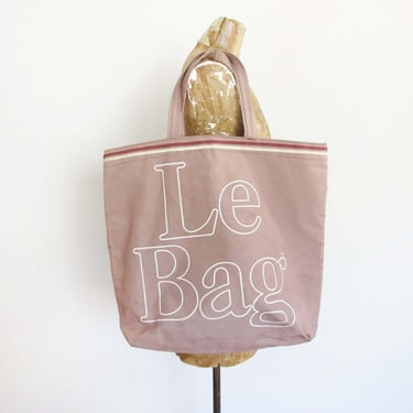 Vintage 70s Le Bag Tote Bag Beige Tan - Thrashed Canvas Shoulder Farmers Market Shopper Bag - Condition Issues 