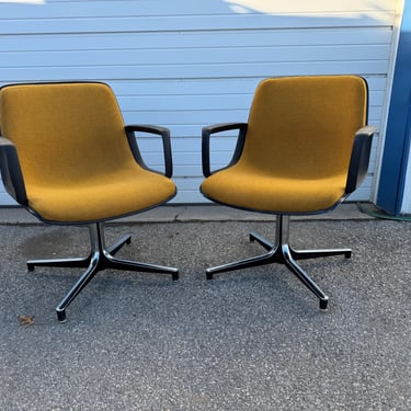 Pair of Mid-Century Modern Chrome Open Arm Chairs 