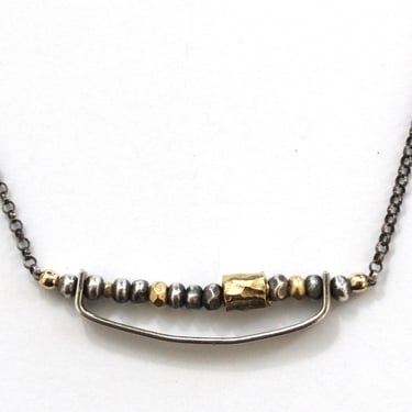 J&I Jewelry | Sterling Bar Necklace + Vermeil Beads