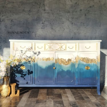 Buffet. Blue and white credenza. Side board 
