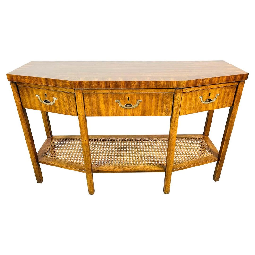 Scarce Regency Campaign Style Angled Console Table with Cane Shelf ...
