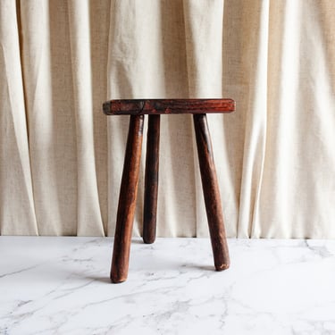 vintage french demilune wood milking stool