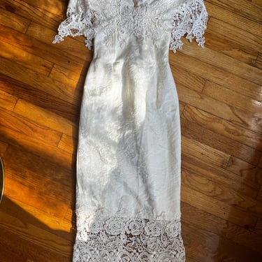 Xs Vintage Off The Shoulder White Lace Dress 