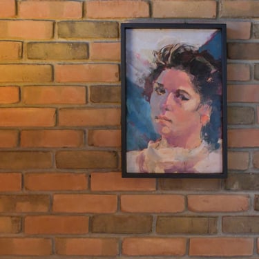Vintage Framed Original Woman Portrait Painting by Akron Artist Jane Cahill Kovacic, ca. 1970's 
