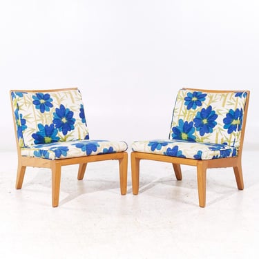 Edward Wormley for Drexel Precedent Mid Century Slipper Lounge Chairs - Pair - mcm 