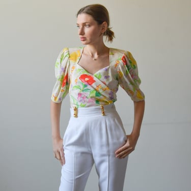 6969t / ungaro silk floral print blouse 