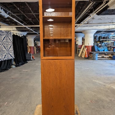 (RESERVED) Tall Teak Storage Cabinet with glass door