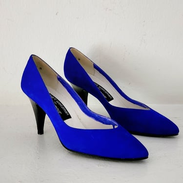 80s Blue Suede Pumps Stuart Weitzman Shoes Heels 6.5 
