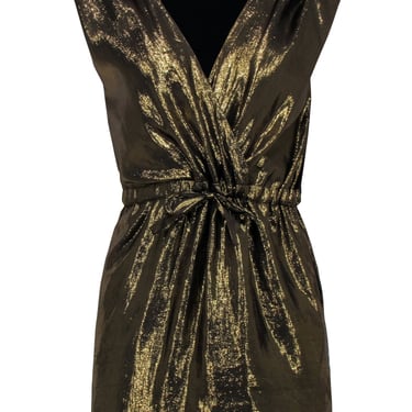 Madison Marcus - Gold Metallic Sleeveless Drawstring Dress Sz XS