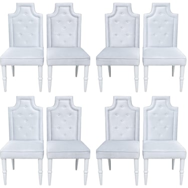 Hollywood Regency Button Tufted Dining Chairs, Set of 8