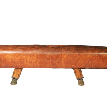 Gymnastic Leather Pommel Horse Bench | 1920s 