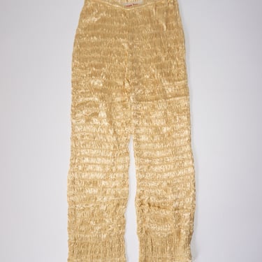 Gathered Silk Mashroo Zip Pant in Pale Yellow