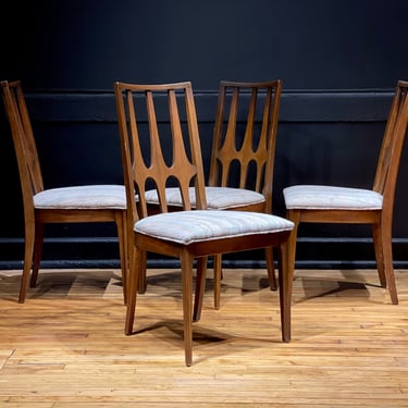 CUSTOMIZABLE Set of 4 Broyhill Brasilia Walnut Dining Chairs - Vintage Mid Century Modern Broyhill Furniture 