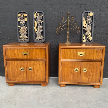 Drexel Passage Oak Nightstands / Pair